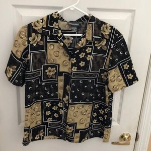 Notations Abstract Floral Geometric Print Blouse Sz Medium